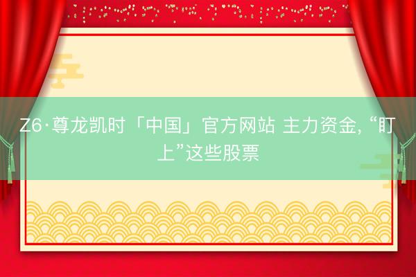 Z6·尊龙凯时「中国」官方网站 主力资金， “盯上”这些股票