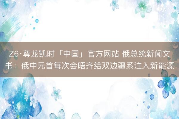 Z6·尊龙凯时「中国」官方网站 俄总统新闻文书：俄中元首每次会晤齐给双边疆系注入新能源
