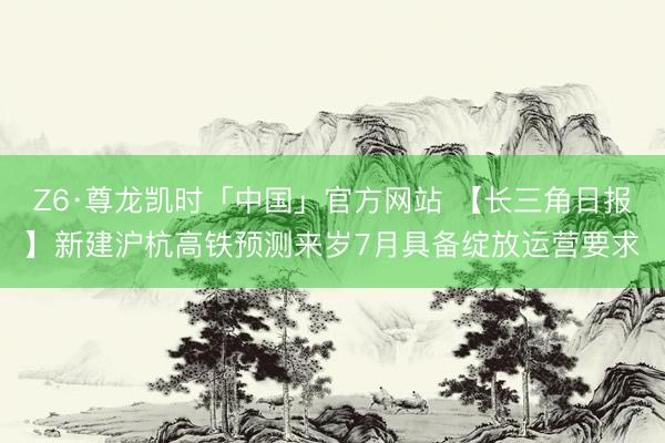 Z6·尊龙凯时「中国」官方网站 【长三角日报】新建沪杭高铁预测来岁7月具备绽放运营要求