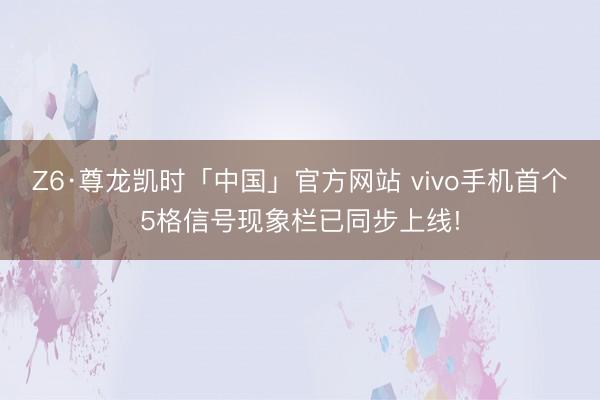 Z6·尊龙凯时「中国」官方网站 vivo手机首个5格信号现象栏已同步上线!