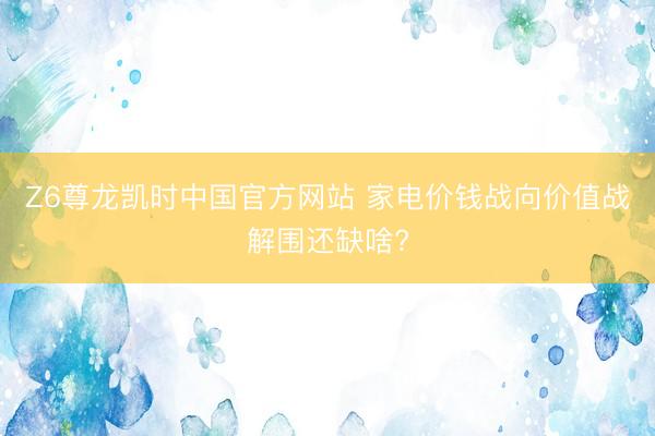 Z6尊龙凯时中国官方网站 家电价钱战向价值战解围还缺啥?