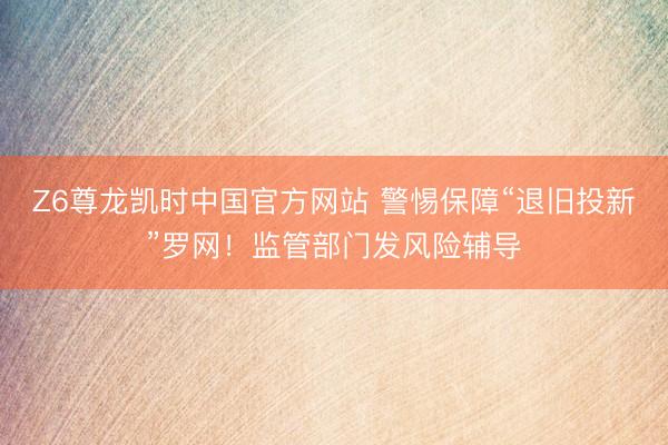 Z6尊龙凯时中国官方网站 警惕保障“退旧投新”罗网!监管部门发风险辅导