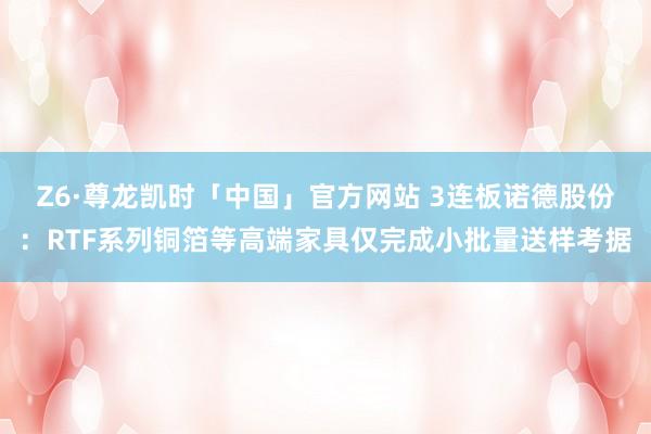 Z6·尊龙凯时「中国」官方网站 3连板诺德股份：RTF系列铜箔等高端家具仅完成小批量送样考据